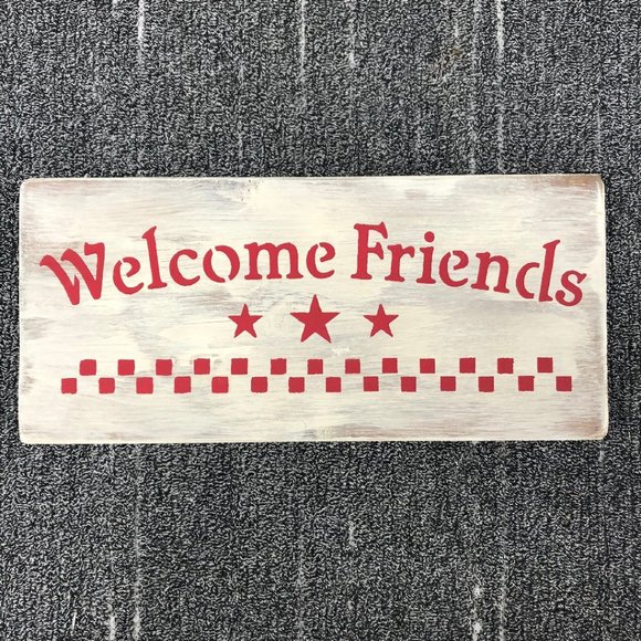 Welcome Friends Handmade in USA Wooden Sign - Picture 4 of 6